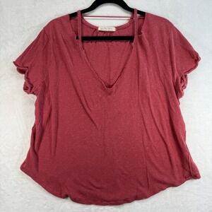 We The Free V-Neck‎ T-Shirt Relaxed Fit Short Sleeve Casual Top Size M